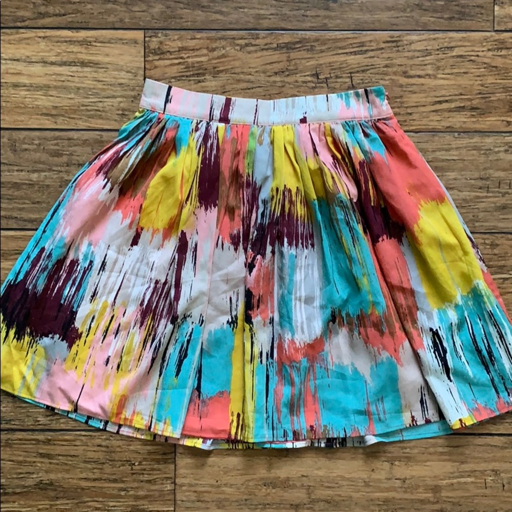 Watercolor Paintstroke Side Zip Skirt